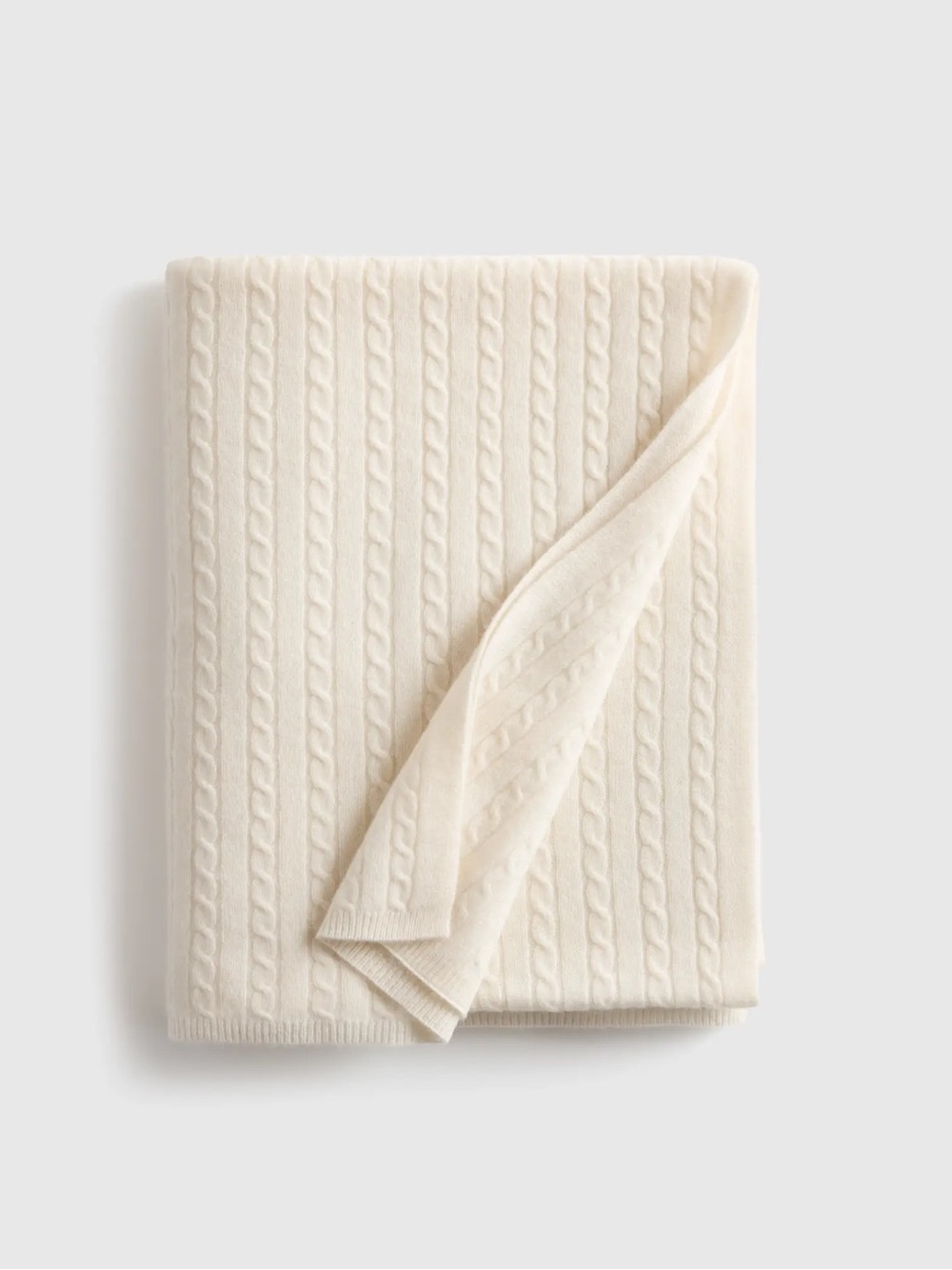 NWOT QUINCE 50x70 Cable Knit Cashmere Throw Ivory 8610